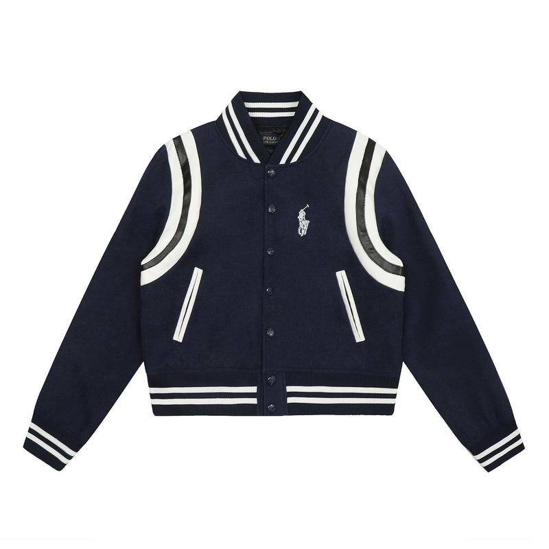 Ralph Lauren Coat Autumn/Winter Pony Embroidery Vintage Wool Leather Baseball