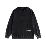Purple Brand Distressed Sweatshirt Retro Vintage Crew Neck Sweater