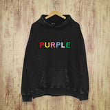 Purple Brand Distressed Hoodie Fashion Old Loose Hooded Sweater
