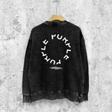 Purple Brand Distressed Sweatshirt Retro Vintage Crew Neck Sweater