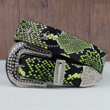 Hip-hop punk rhinestone belt python pattern