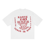 Jesus Is King T Shirt Ins Hype Five High Street Big Talker Puff Print Half Turtleneck Short Sleeve T-shirt Men and Women