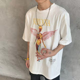 Mens Vintage T-Shirts vintage wash water do old short sleeves NIRVANA angel vintage loose