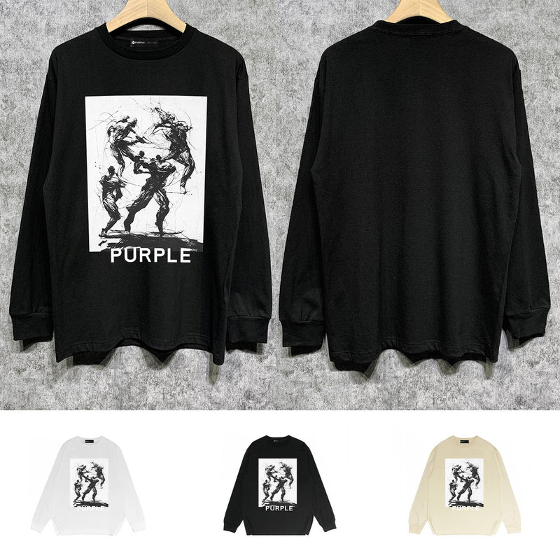 Purple Brand Long Sleeve T-Shirt Fashion Loose Long Sleeve Top
