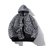 Mens Vintage Jackets Leopard print jacket Autumn padded jacket Thermal baseball jersey