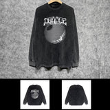Purple Brand Distressed Long Sleeve Shirt Fashion Distressed Loose Long-sleeved Top