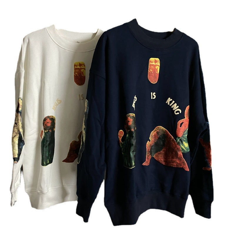 Jesus Is King Sweatshirt Kanye Jesus Is King round Neck Foam Sweater Fog