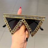 Trendy punk glasses triangle chain retro