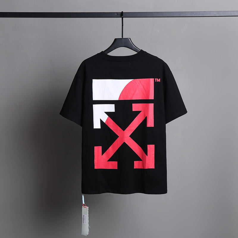 Ow T Shirts Red and White Contrast Color Oil Painting Arrow Men and Women