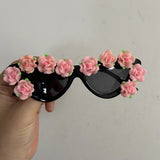 Trendy punk glasses rose cat eyes