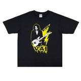 Rock Star T Shirt Singer Steve Vai Washed Distressed T-shirt Short Sleeve Loose Cotton Men and Women