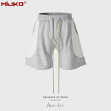MIJKO Mens Shorts Spliced Side Large Pockets Shorts