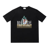 Rhude T Shirt Sailing Coconut Tree Print Short Sleeve T-Shirt