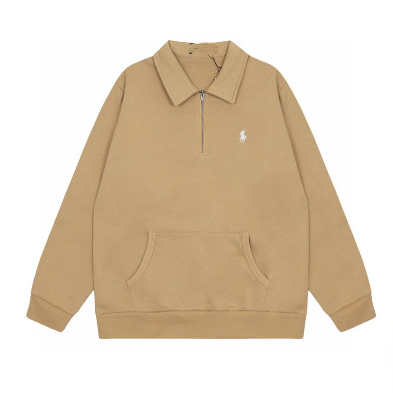 Ralph Lauren Coat RL Embroidery Lapel Niche Half Zipper