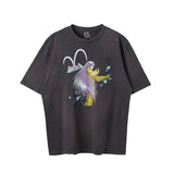 Mens Vintage T-Shirts Saint Michael Anime Short Sleeves Old Loose