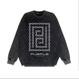 Purple Brand Distressed Long Sleeve Shirt Fashion Distressed Loose Long-sleeved Top