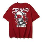 Off White T Shirts Cartoon Arrow Pattern Crew Neck Pullover Short Sleeves