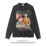 Nba Long Sleeve Shirt Autumn and Winter Devin Booker American Style Loose Heavy Long Sleeve T-shirt