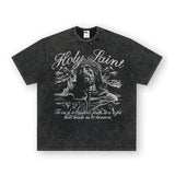 Vintage T-shirts High Street Short Sleeve T-Shirt Cotton Washed Old Long Sleeve