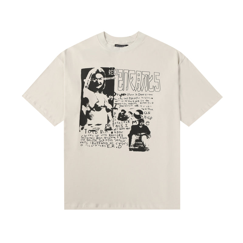 ERD T Shirts Cartoon Print Loose-Fitting Casual T-shirt Men