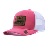 Trendy flat brimmed hat leather label letter spring summer mesh hat sunshade