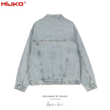 MIJKO Mens Jacket Washing Water Distress Unisex Denim Jacket