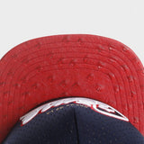 Trendy flat brimmed hat embroider la creme breathable mesh