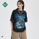 Jesus Is King T Shirt Artie Men's Clothing High Street Fashion Brand Vintage Print Men's Short-Sleeved T-shirt Dark Wash