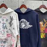 Mens Vintage T-Shirts Saint Michael Washing vintage Loose Hooded Sweater Hoodie