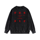 Purple Brand Distressed Sweatshirt Fashion Washed Black Long Sleeves Top