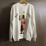 Jesus Is King Sweatshirt Fashion Brand Ins Turtleneck round Neck Sweater for Men and Women Hip Hop Loose Sports Casual Jacket