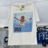 Men Vintage T-Shirts Vintage Pool Dollar Baby Print Short Sleeve Nirvana Band