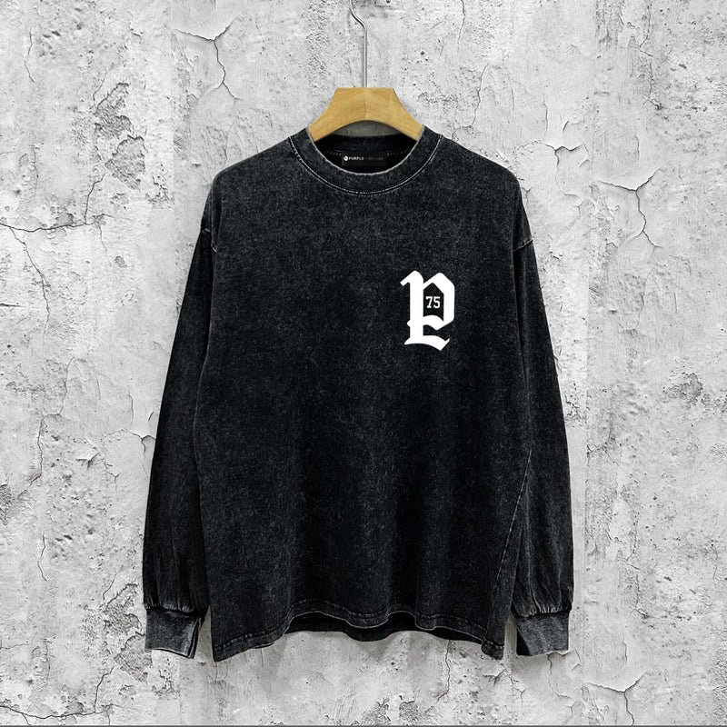 Purple Brand Distressed Long Sleeve Shirt Fashion Distressed Loose Long-sleeved Top