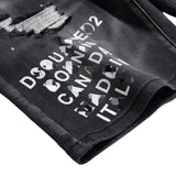 DSQ2 Short Jeans Ripped Patch Slim-fit Stretch Denim Shorts