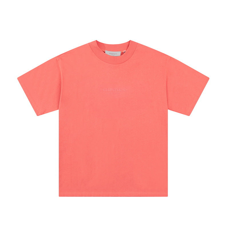 Fog Essentials T Shirts Spring Summer FOG Flocking Letters Crew Neck Pullover Short Sleeves