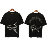 Palm Angels T Shirts Sketch Break Shark Alphabet Short Sleeve T-Shirt