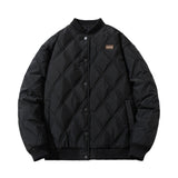 Men Vintage Jackets Loose Rhombus Cotton Vintage Baseball Jacket