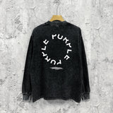 Purple Brand Distressed Long Sleeve Shirt Fashion Distressed Loose Long-sleeved Top
