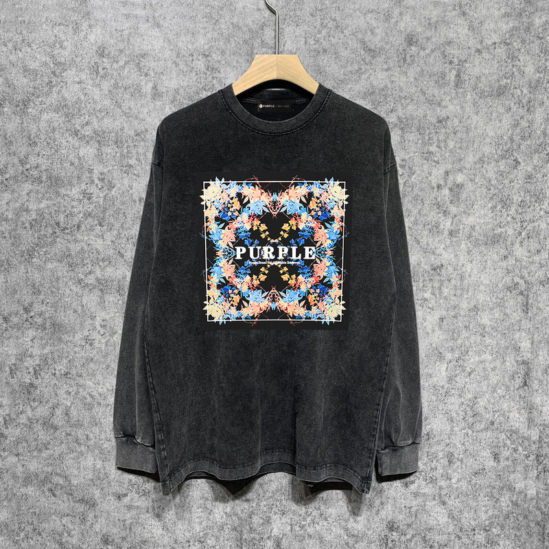 Purple Brand Distressed Long Sleeve Shirt Fashion Distressed Loose Long-sleeved Top