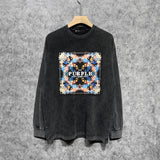 Purple Brand Distressed Long Sleeve Shirt Fashion Distressed Loose Long-sleeved Top