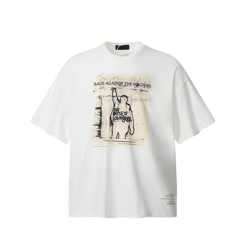 Men Vintage T-Shirts Vintage Vintage Battle of the Gods Wash T-Shirt Loose Short Sleeves
