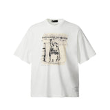 Men Vintage T-Shirts Vintage Vintage Battle of the Gods Wash T-Shirt Loose Short Sleeves