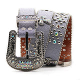 Hip-hop punk rhinestone belt flower buckle accessories punk style