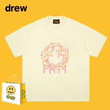 Drew T Shirts Flame Smiley Face Short Sleeve Print