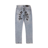 Palm Angle Pants Palm Angels Letter Printed Washed Jeans Men's and Women's Denim Trousers