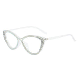 Trendy punk glasses diamond cat eyes