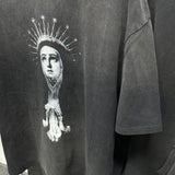 Men Vintage T-Shirts Saint Michael "Virgin Mary" Washed Distressed T-Shirts