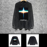 Purple Brand Distressed Long Sleeve Shirt Fashion Distressed Loose Long-sleeved Top