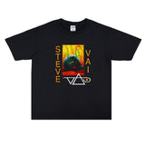 Rock Star T Shirt Singer Steve Vai Washed Distressed T-shirt Short Sleeve Loose Cotton Men and Women
