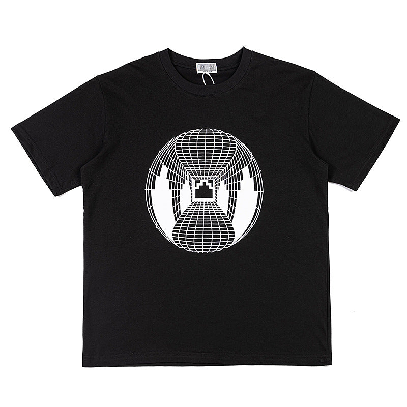 C.e t shirts creative geometric pattern round neck pullover short sleeve for men and women